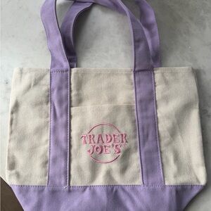 Trader Joe's Lavender and Cream Tote Bag